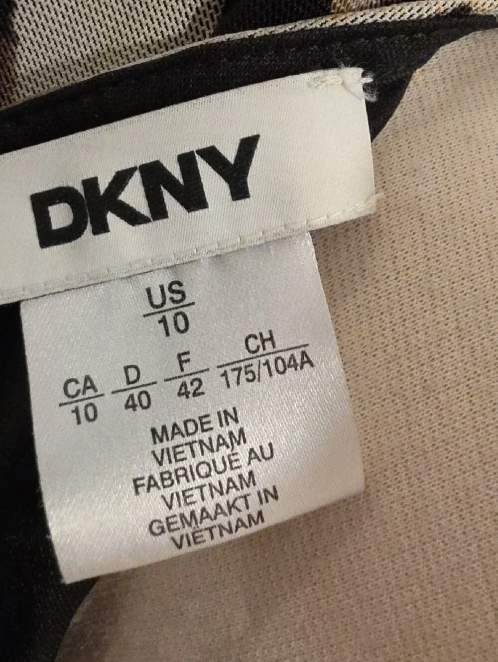 DKNY ruched Beige&Black Leopard-Print Midi Dress size 10 new with tags